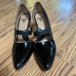 Fluevog Big Presence "Earhart" Asymmetrical D'Orsay Pump, Black, 6.5